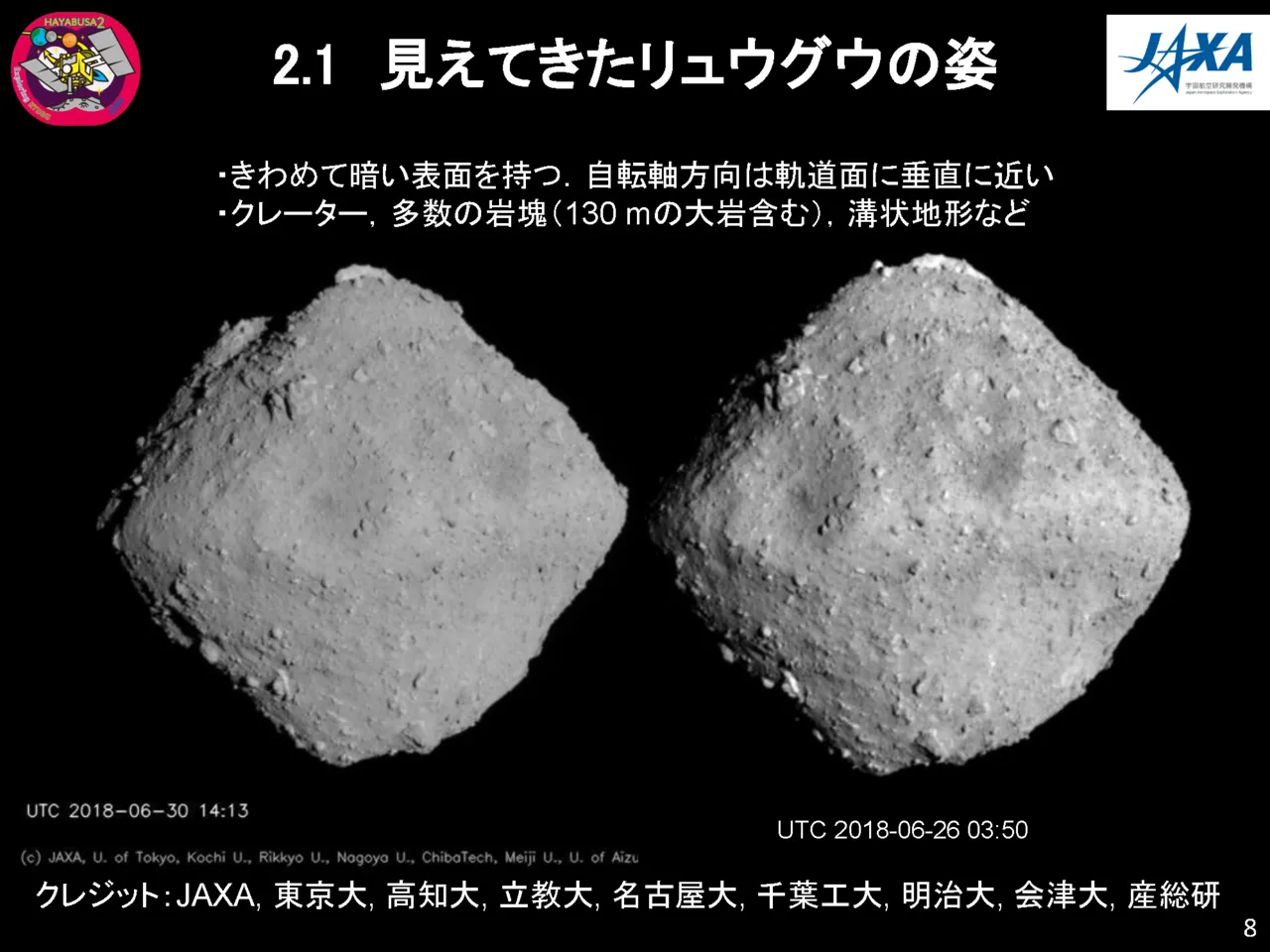 隼鸟2号拍摄到的小行星龙宫的照片，JAXA